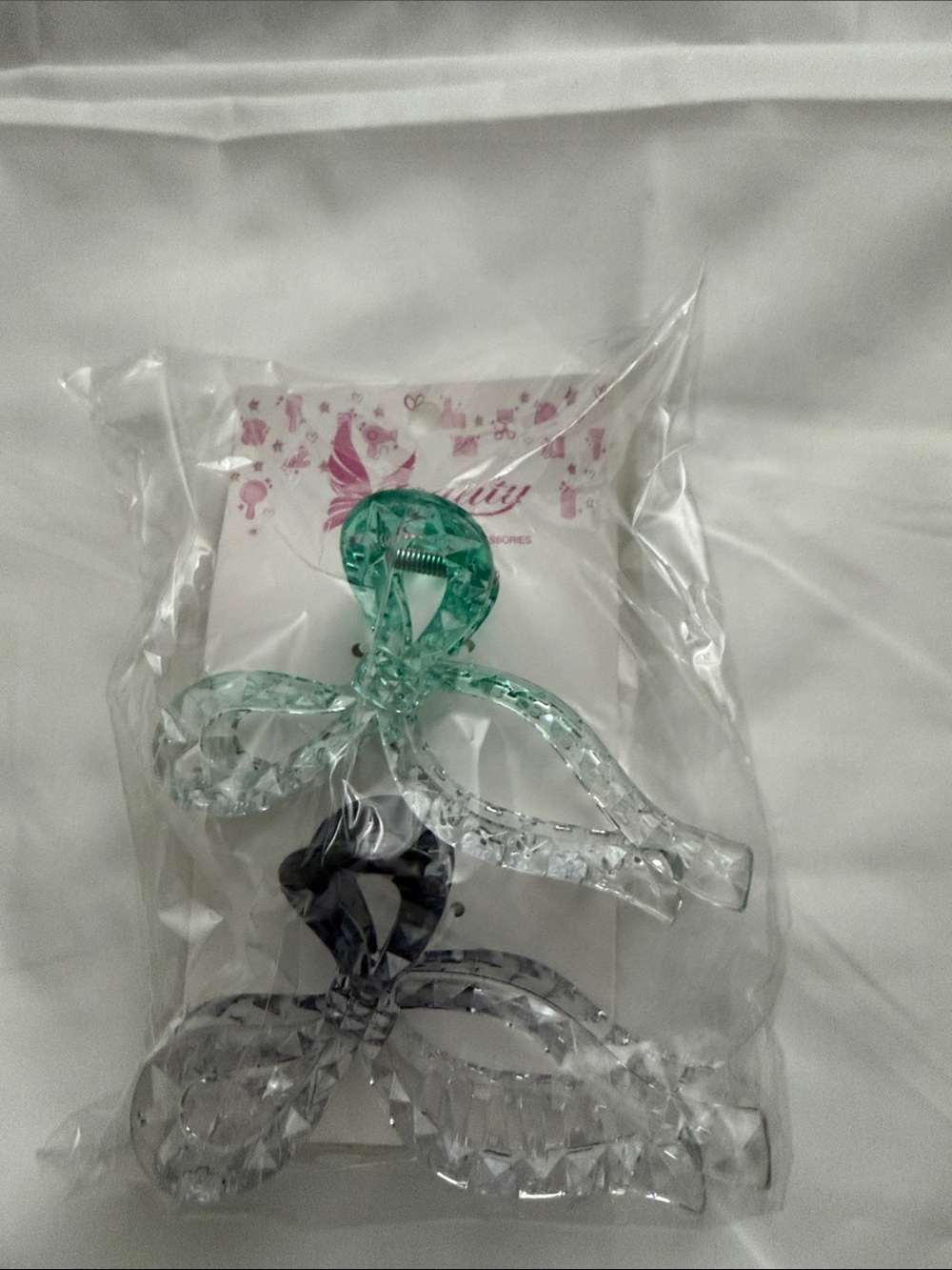Unbranded Women’s Bow Hair Claw Clips - Mint Green & Clear
